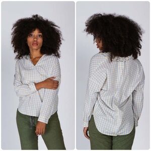 A Shirt Thing Sz Medium Yellow Check Penelope Shirt Ruffle Neck Cotton USA Made